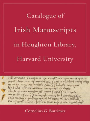 cover image of Catalogue of Irish Manuscripts in Houghton Library, Harvard University